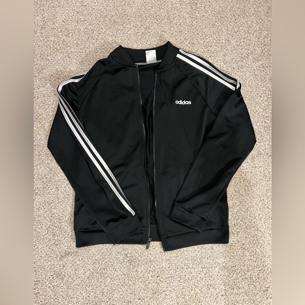 Adidas black and white track jacket